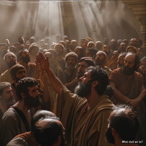 Деяния Апостолов 2:37 - Услышав это, они умилились сердцем и сказали Петруи прочим Апостолам: что нам делать, мужи братия?