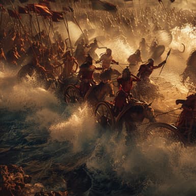 Исход 14:28 - И вода возвратилась и покрыла колесницы и всадников всего войскафараонова, вошедших за ними в море; не осталось ни одного из них.