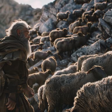 Исход 3:1 - Моисей пас овец у Иофора, тестя своего, священника Мадиамского. Однажды провел он стадо далеко в пустыню и пришел к горе Божией, Хориву.