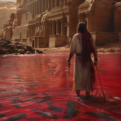 שמות 7:20 - וַיַּעֲשׂוּ־כֵן מֹשֶׁה וְאַהֲרֹן כַּאֲשֶׁר ׀ צִוָּה יְהוָה וַיָּרֶם בַּמַּטֶּה וַיַּךְ אֶת־הַמַּיִם אֲשֶׁר בַּיְאֹר לְעֵינֵי פַרְעֹה וּלְעֵינֵי עֲבָדָיו וַיֵּהָפְכוּ כָּל־הַמַּיִם אֲשֶׁר־בַּיְאֹר לְדָם׃