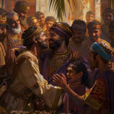 Бытие 43:34 - И посылались им кушанья от него, и доля Вениамина была впятеро больше долей каждого из них. И пили, и довольно пили они с ним.