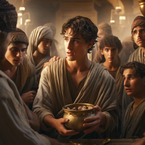 Genesis 44 - Stříbrný pohár Josefa nalezen v Benjamínově pytli