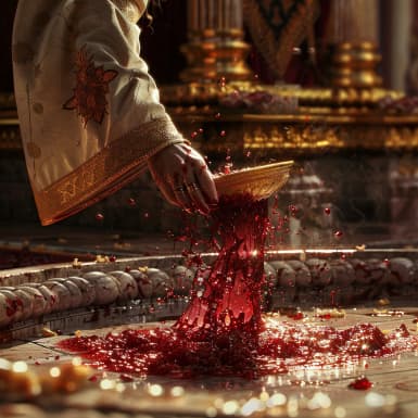 Левит. 5:9 - и покропит кровью сей жертвы за грех на стену жертвенника, а остальную кровь выцедит к подножию жертвенника: это жертва за грех;