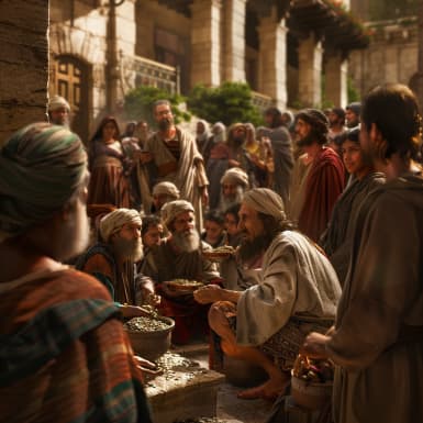 مرقس 12:41 - وجلس يسوع تجاه الخزانة ونظر كيف يلقي الجمع نحاسا في الخزانة. كان اغنياء كثيرون يلقون كثيرا.