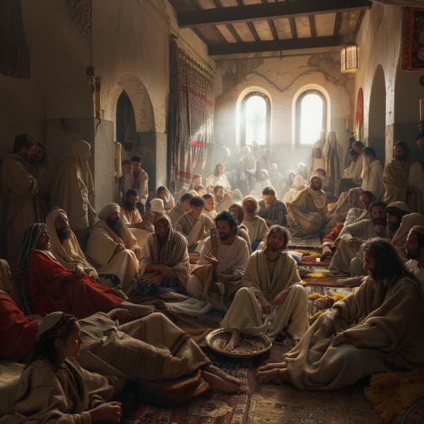 Evangelium podle Marka 3:20 - A vtom opět sšel se zástup, takže nemohli ani chleba pojísti.