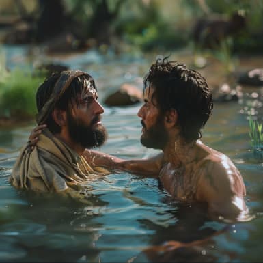 马太福音 3:14 - 约翰想要拦住他,说:「我当受你的浸,你反倒上我这里来吗?」