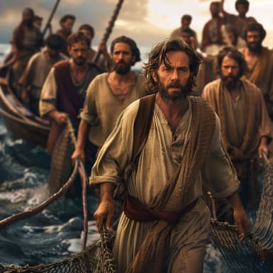 Matteuksen evankeliumi 4:18 - Mutta kuin Jesus käveli Galilean meren tykönä, näki hän kaksi veljestä, Simonin, joka kutsutaan Pietariksi, ja Andreaksen hänen veljensä, laskevan verkkoa mereen; (Sillä he olivat kalamiehet,)