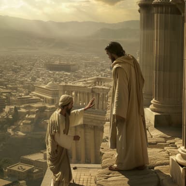 Matteuksen evankeliumi 4:6 - Ja sanoi hänelle: jos sinä olet Jumalan Poika, niin laske sinus alaspäin; sillä kirjoitettu on: hän antaa käskyn enkeleillensä sinusta, ja he käsissä kantavat sinun, ettet joskus jalkaas kiveen loukkaa.