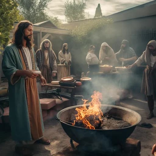 Jesus and his disciples fire up the grill
